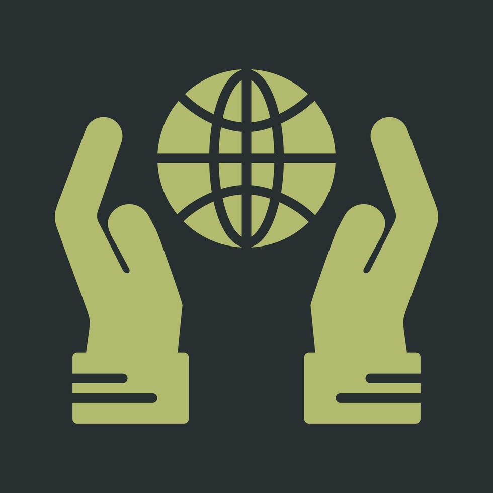 Globe Hand Vector Icon