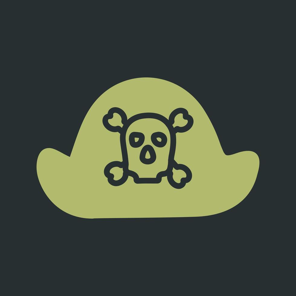 pirata en icono de vector de sombrero