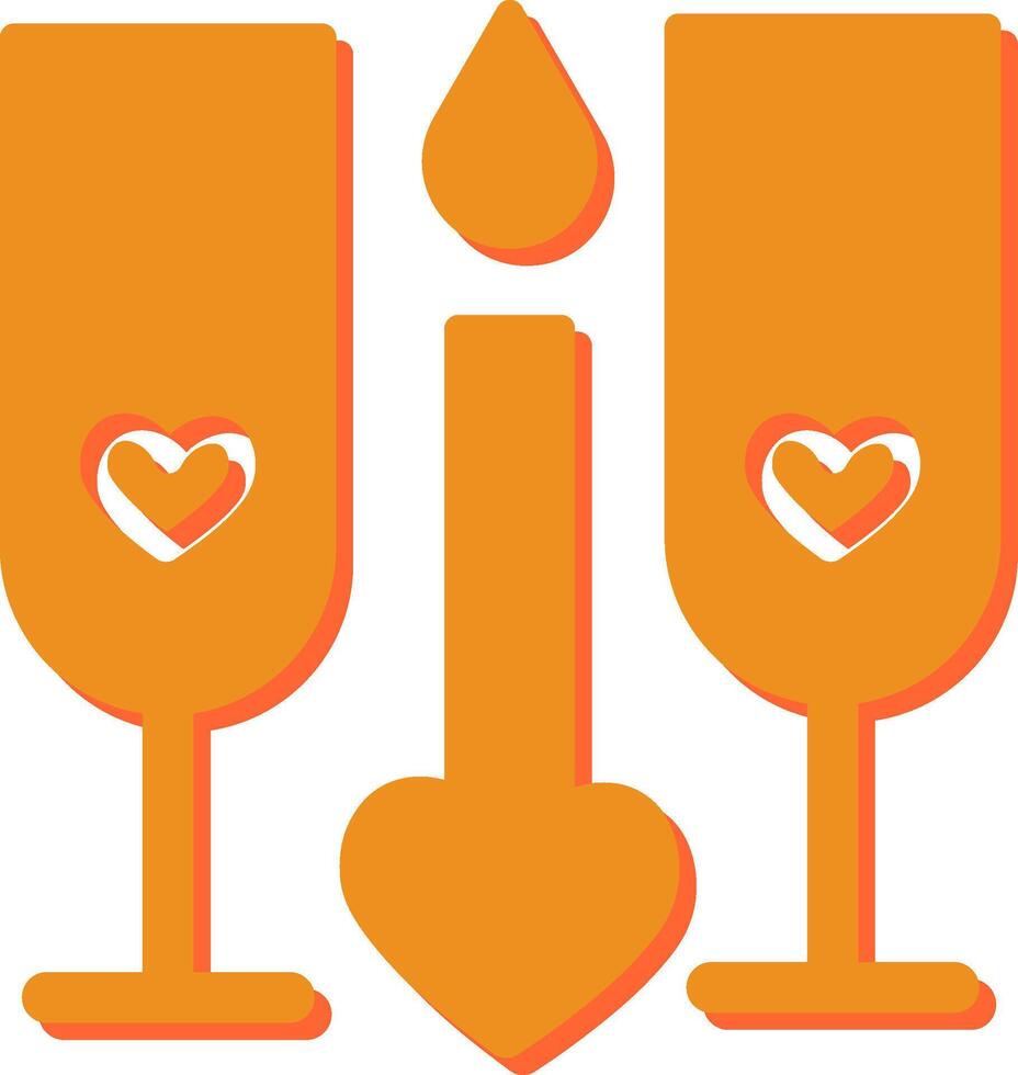 Two Glasses Romantic Vector Icon