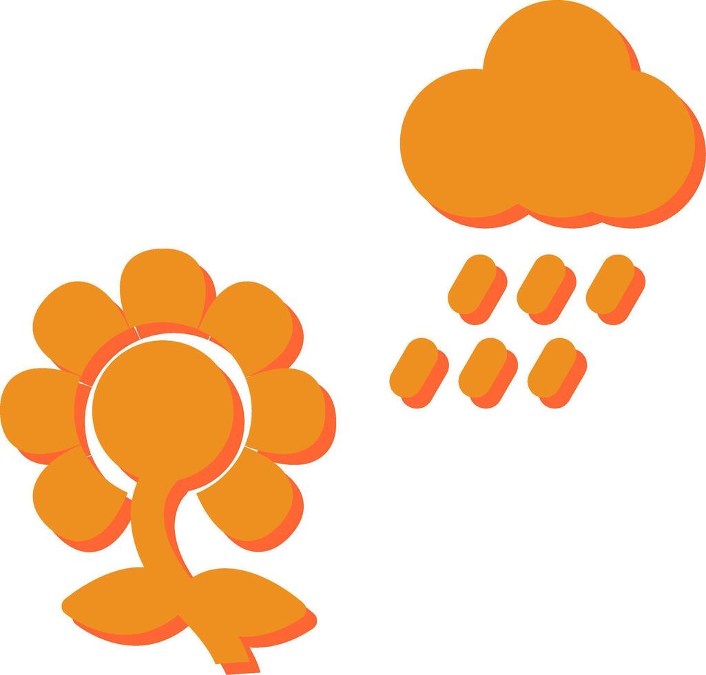 Flower with rain Vector Icon