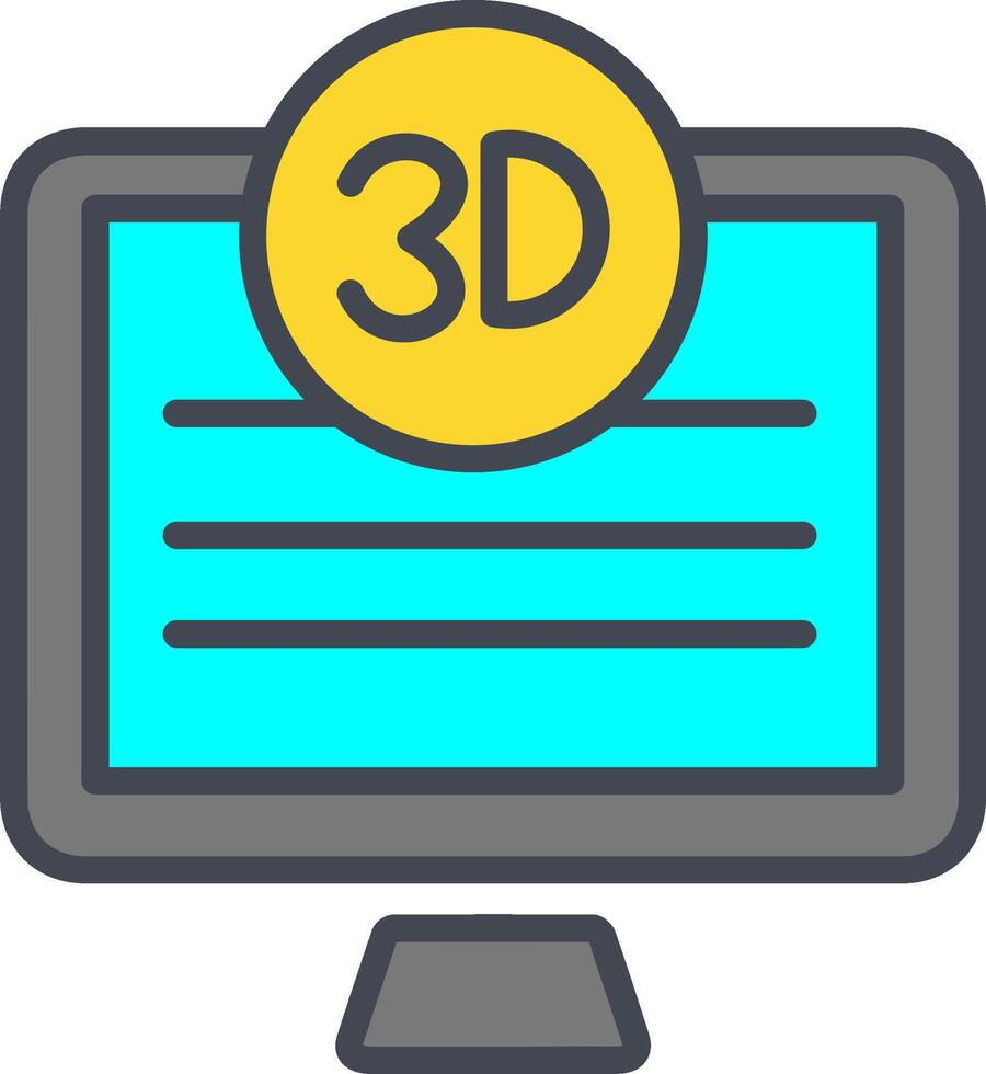 3d calidad pantalla vector icono