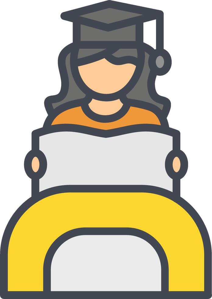 Female Student Studying Vector Icon