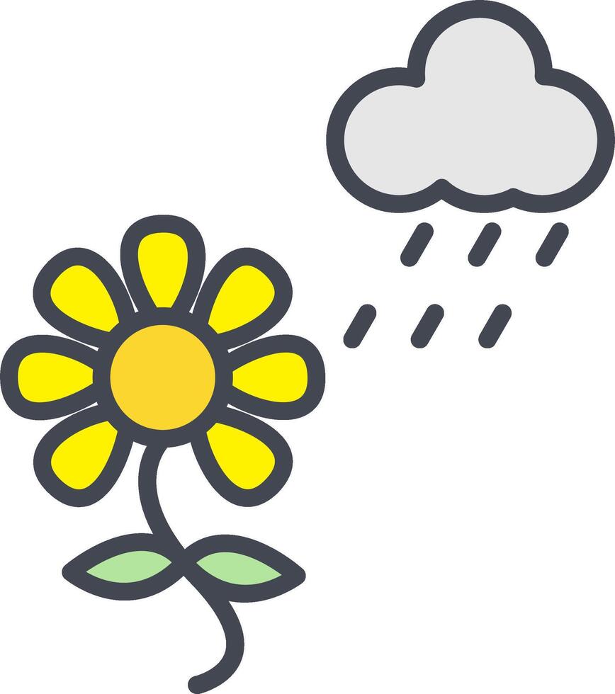 Flower with rain Vector Icon