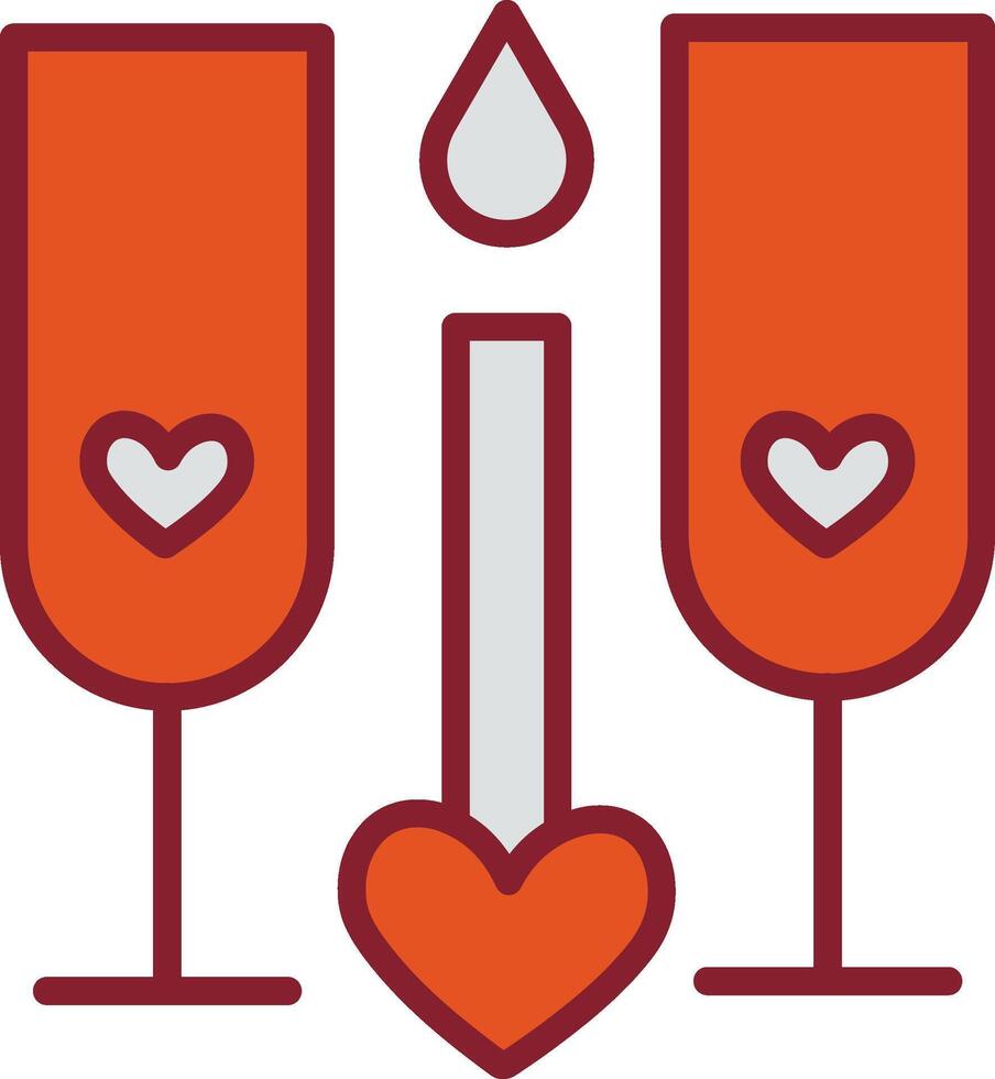 Two Glasses Romantic Vector Icon