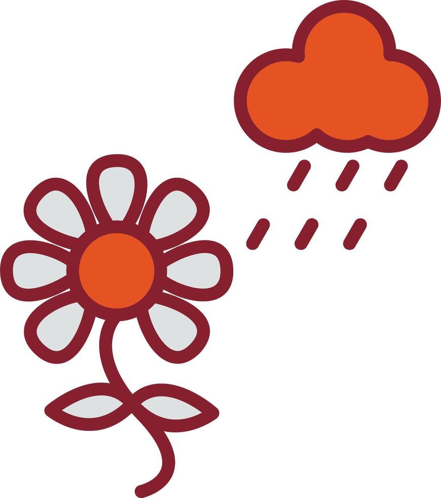 Flower with rain Vector Icon