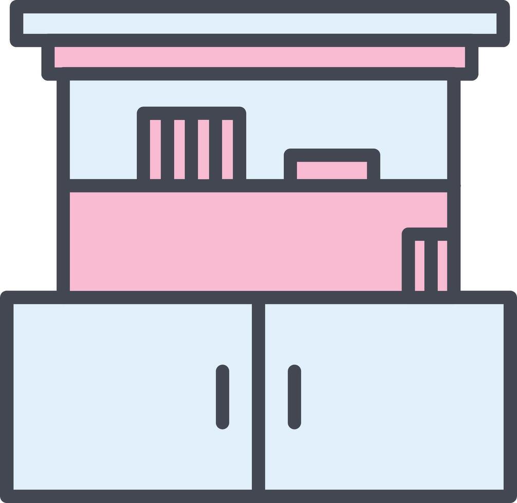 Cupboard with Shelves Vector Icon