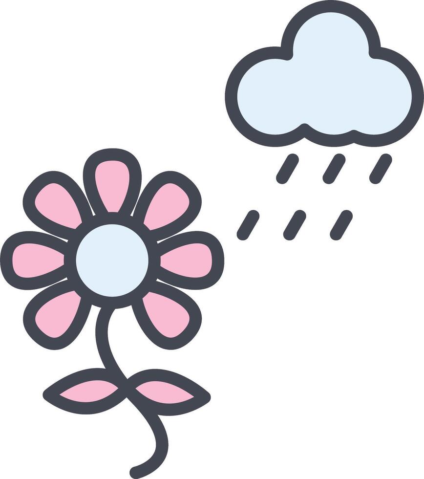 flor con icono de vector de lluvia