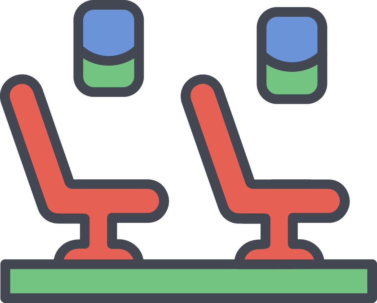 asientos en icono de vector de avión