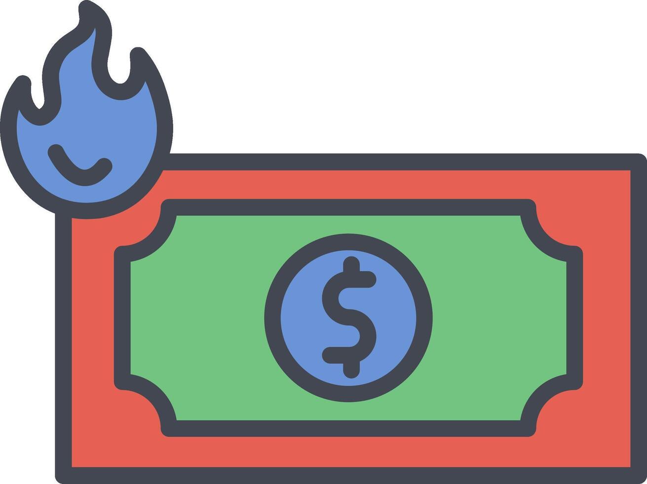 Dollar on Fire Vector Icon