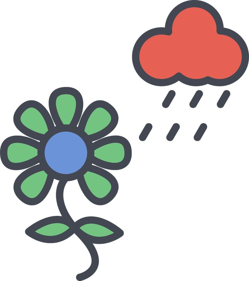 flor con icono de vector de lluvia