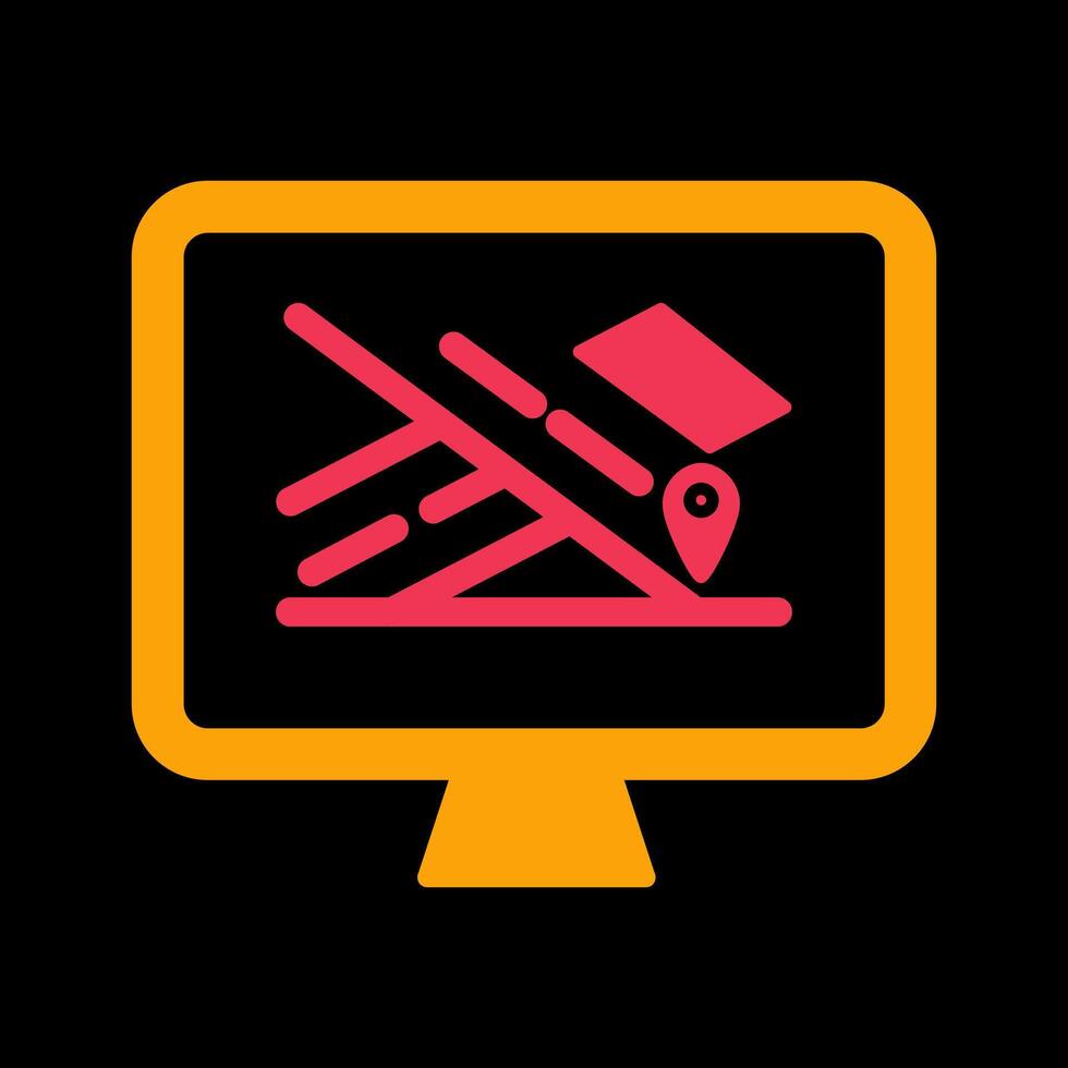 Map on Monitor Vector Icon