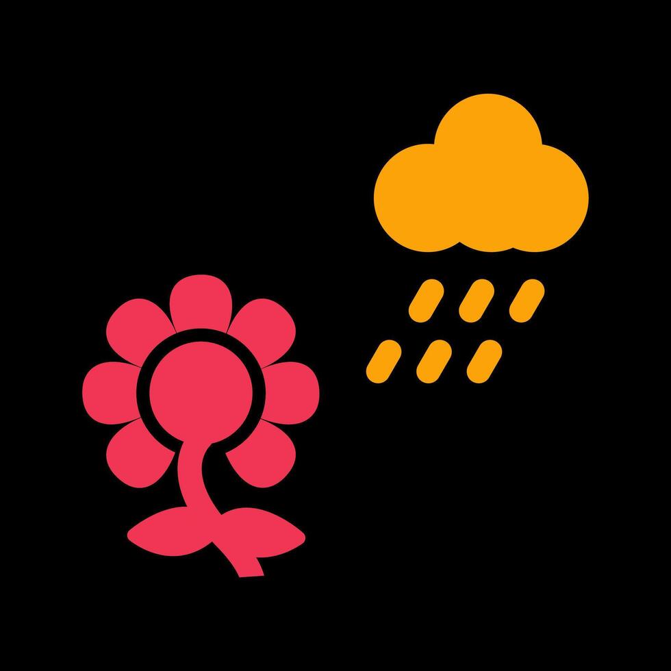 flor con icono de vector de lluvia