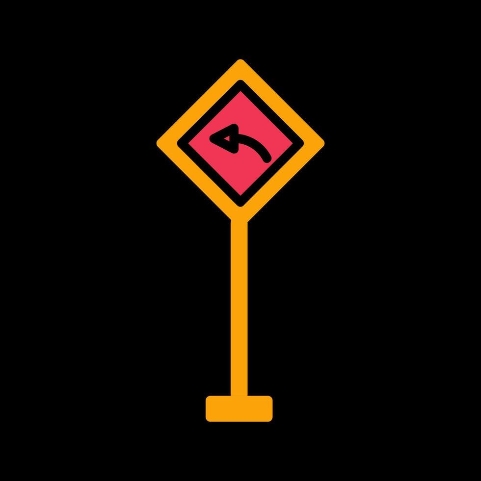 Left Turn Ahead Vector Icon