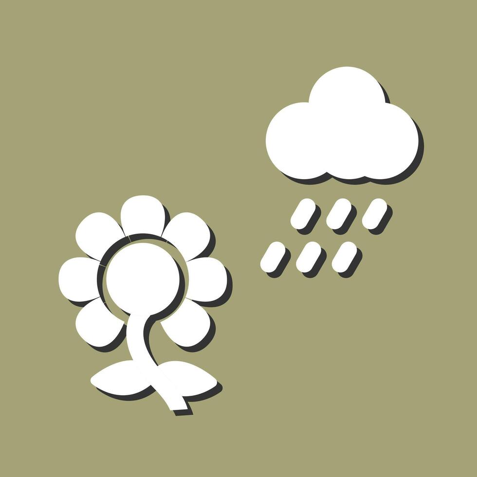 flor con icono de vector de lluvia