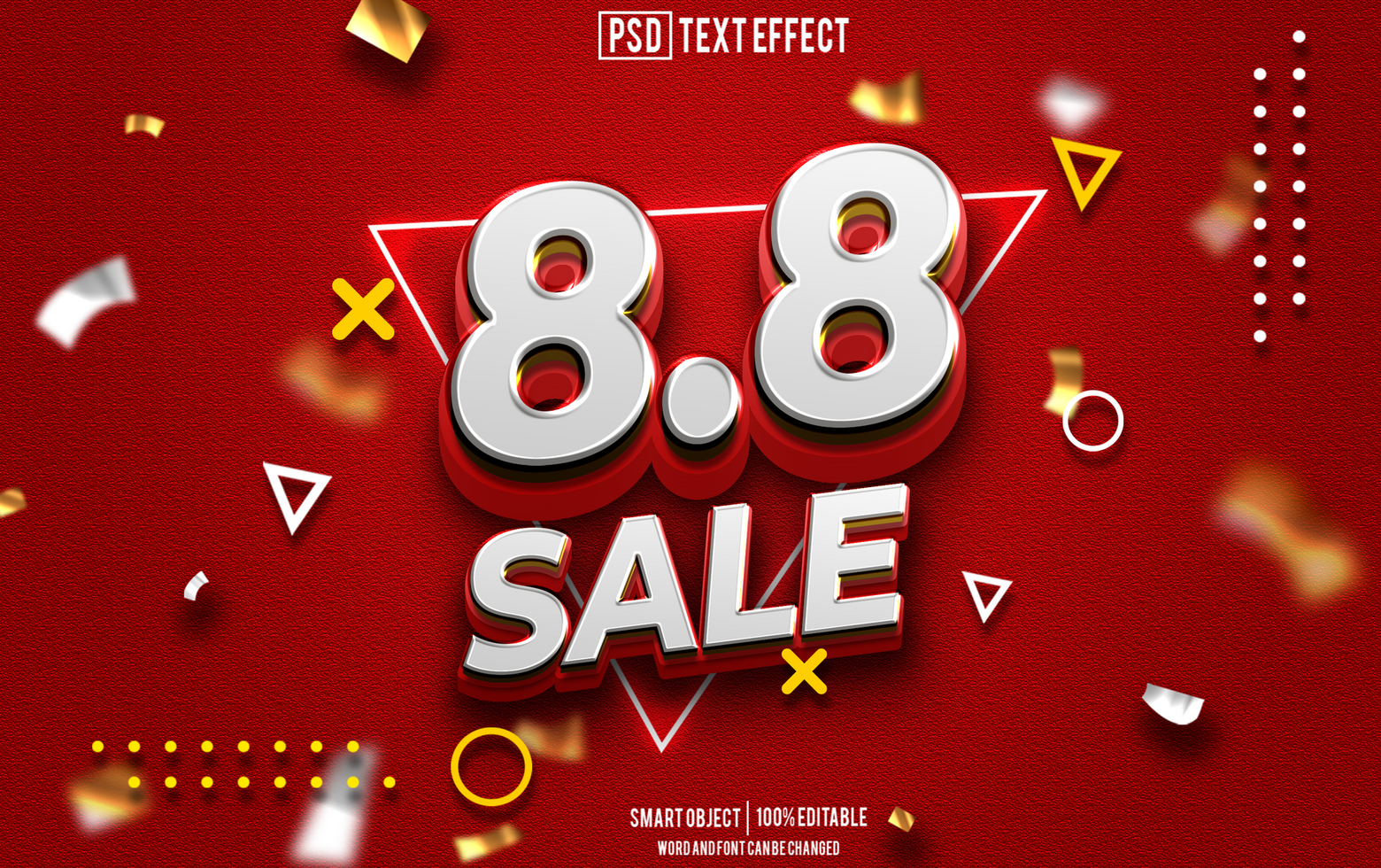8 8 sale text effect, font editable, typography, 3d text psd