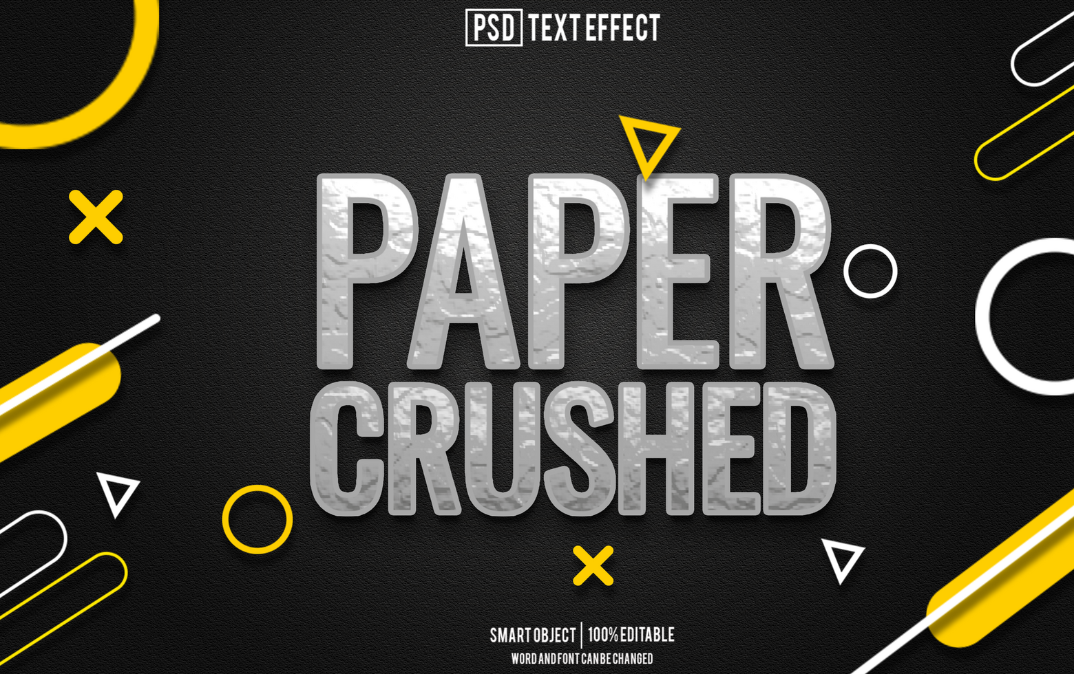 paper crushed text effect, font editable, typography, 3d text psd