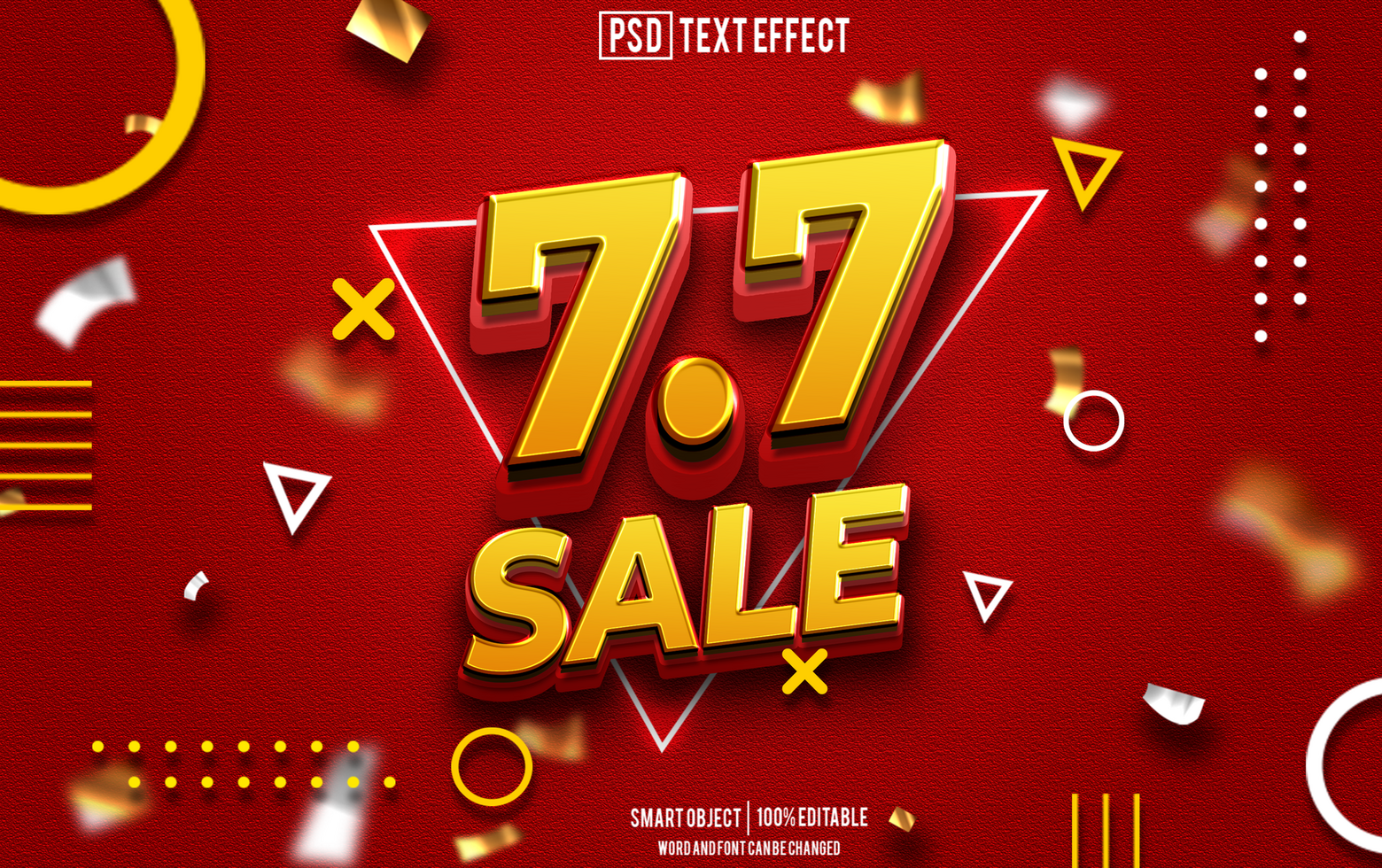 7 7 sale text effect, font editable, typography, 3d text psd