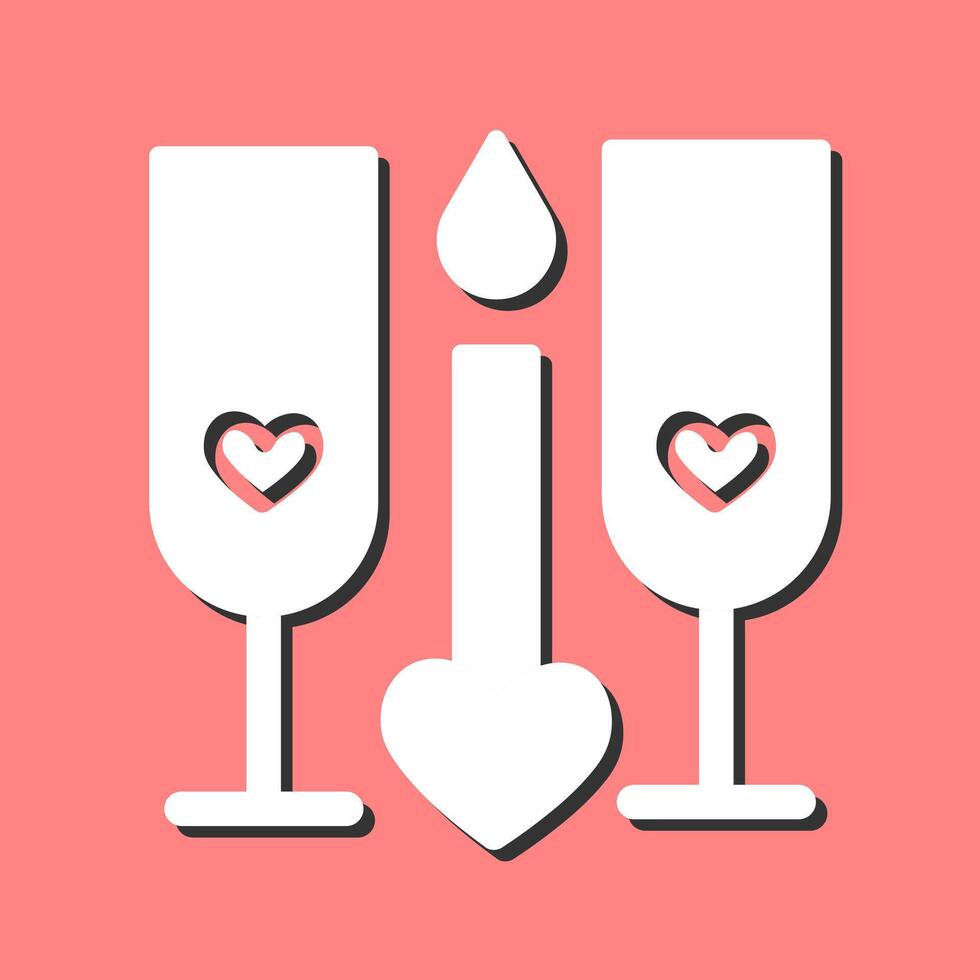 Two Glasses Romantic Vector Icon