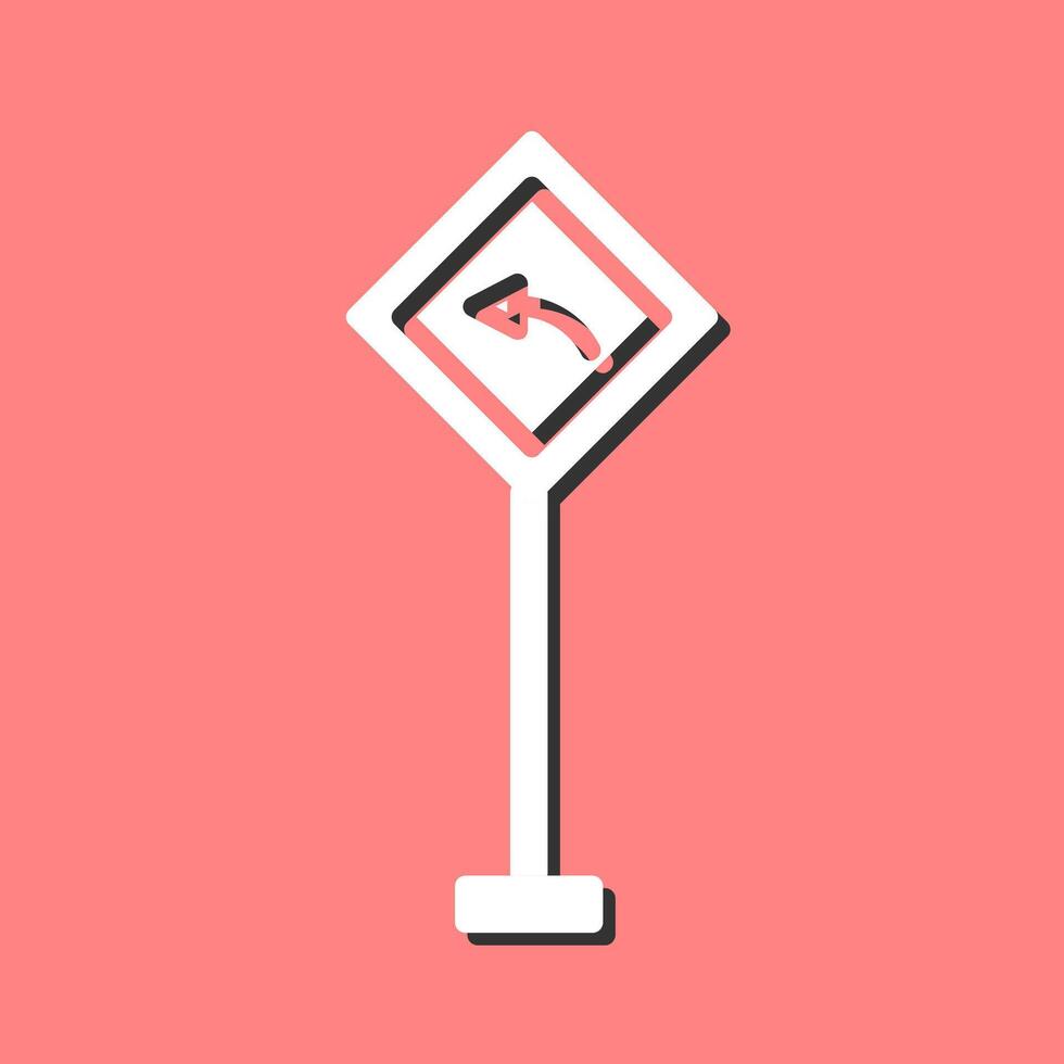 Left Turn Ahead Vector Icon