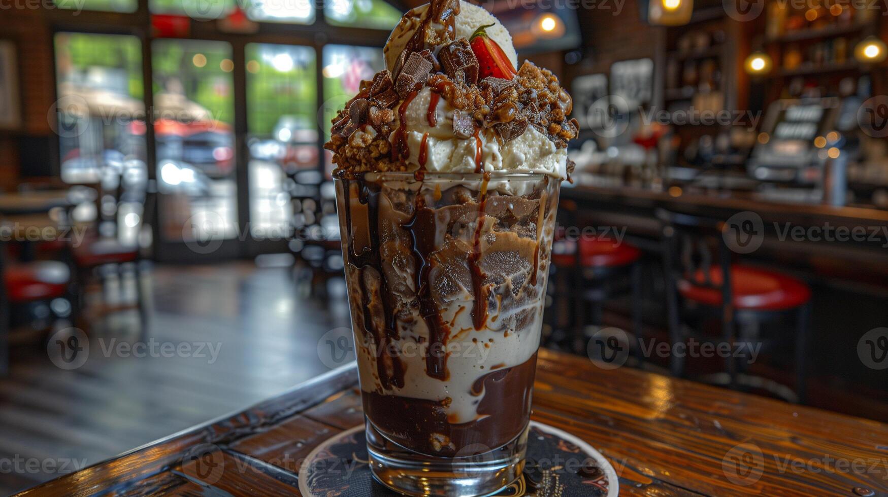 AI generated Ice Cream Sundae Background photo