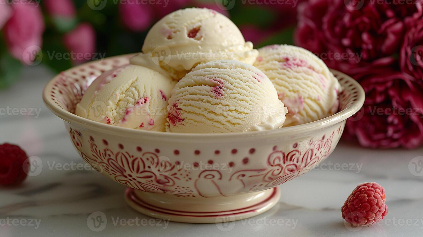 AI generated Ice Cream On Bowl Background photo