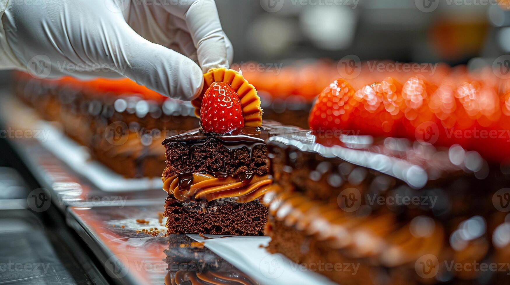 AI generated Slice Of Chocolate Cake Background photo