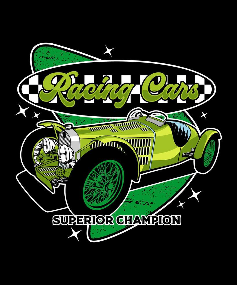 Racing Cars Superior Retro Design vector