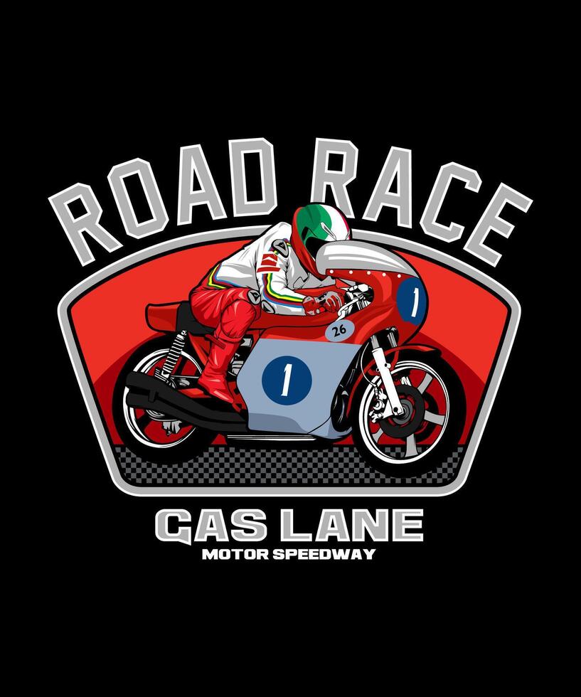 Road Race Gas Lane Retro Design vector