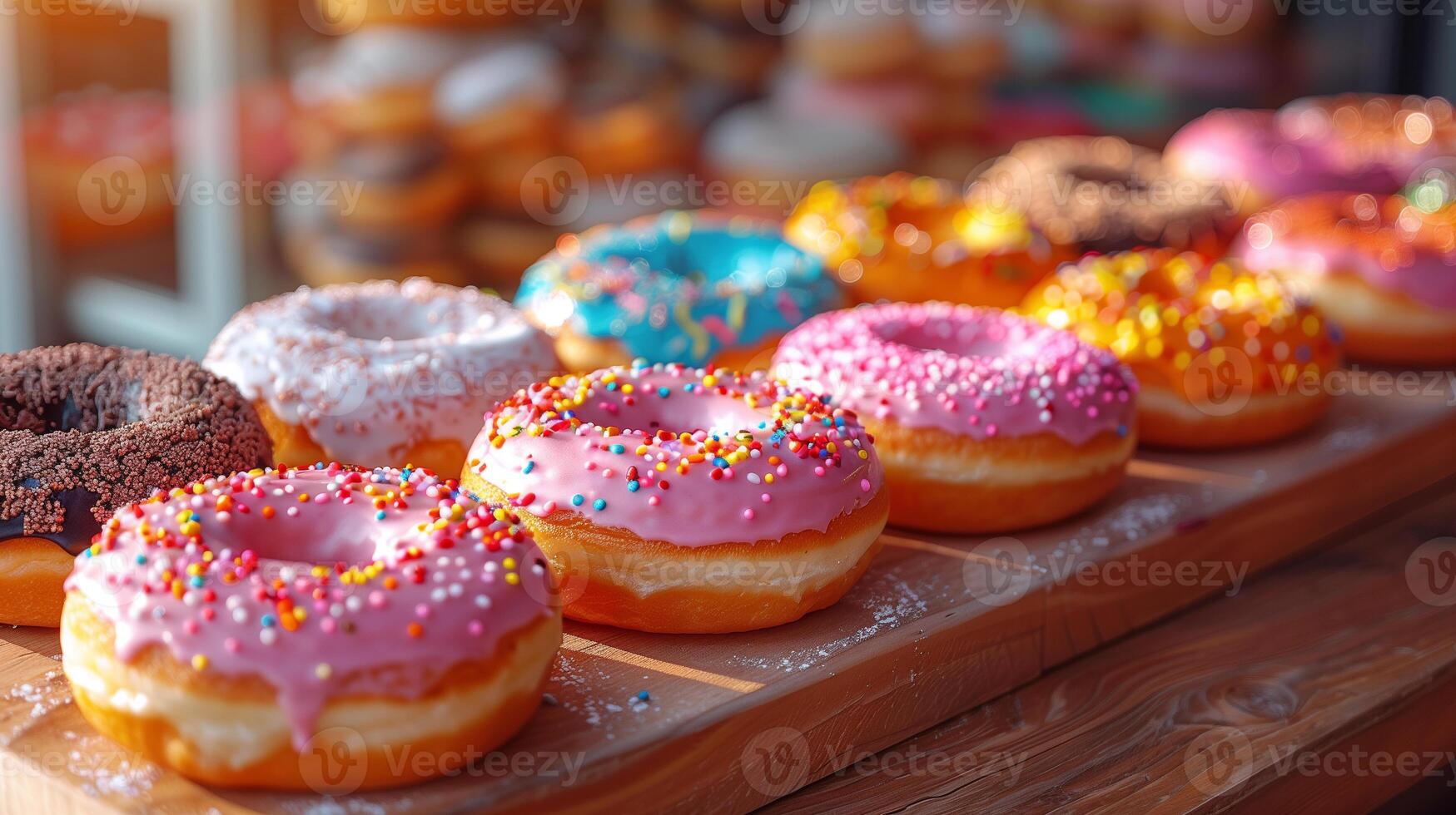 AI generated Pink Glaze Donut Background photo