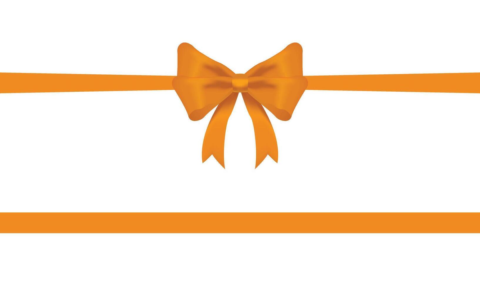 Orange bow and horizontal ribbon realistic shiny satin with shadow for decorate your christmas card or website vector EPS10 isolated on white background