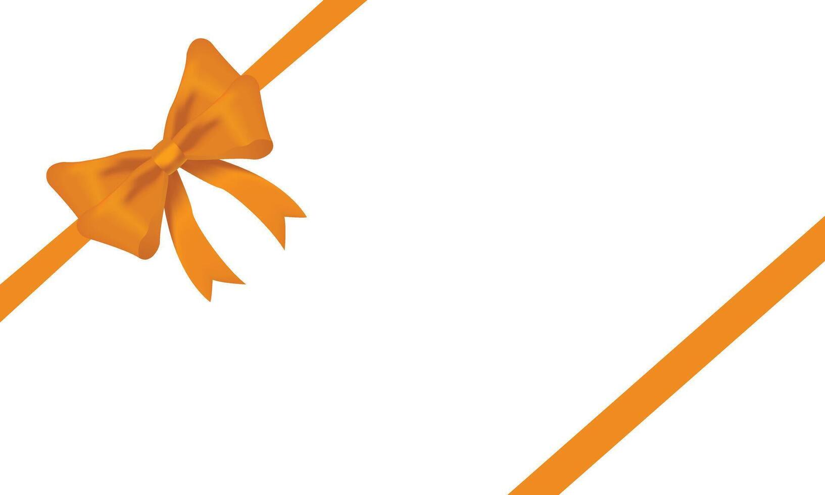 Orange Blue bow realistic shiny satin and ribbon place on corner of paper with shadow for decorate your wedding card,website or gift card,vector EPS10 isolated on white background. vector