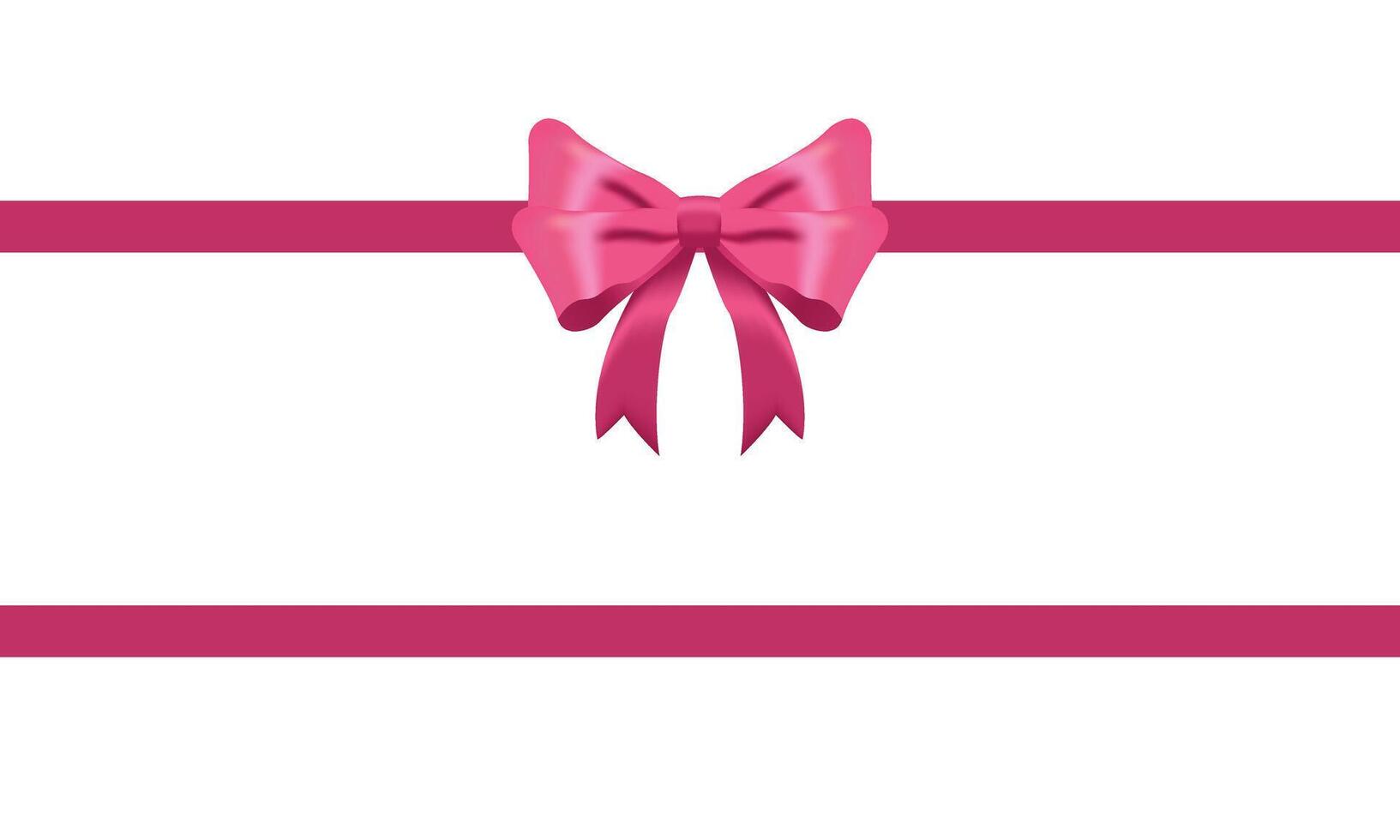 Realistic pink bow shiny satin and ribbon with shadow for decorate your greeting card vector isolated on white background