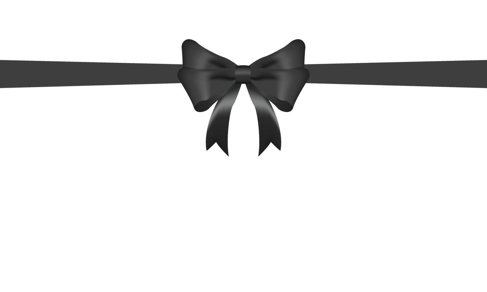 Black bow realistic shiny satin and ribbon horizontal line with shadow vector EPS10 for decorate your greeting card,website or gift card, isolated on white background.