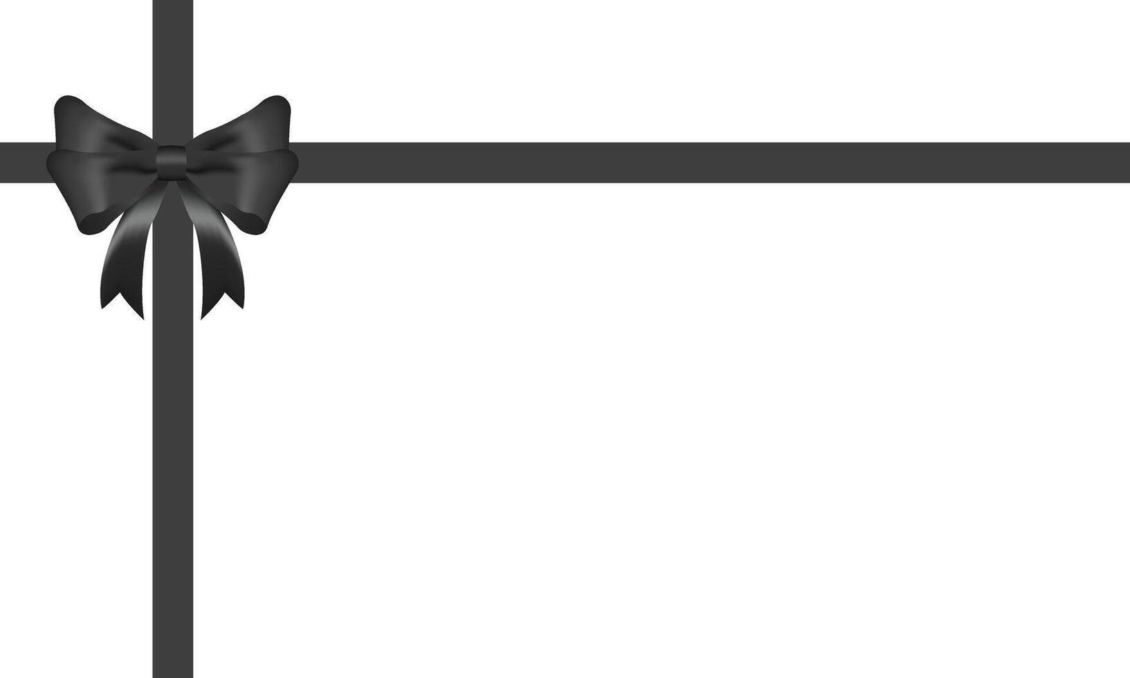 Black bow realistic with horizontal and Vertical cross ribbon place on white background for decorate you wedding card, gift card or website Vector EPS10 with copy space