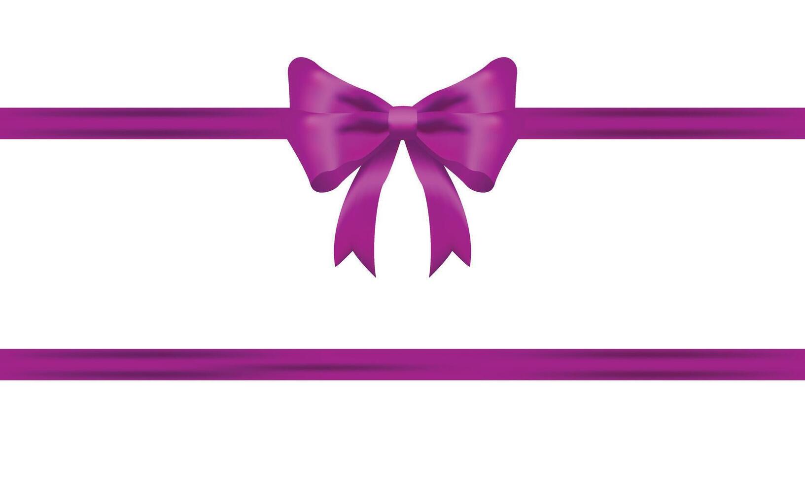 púrpura arco y horizontal cinta realista brillante satín con sombra para Decorar tu Navidad tarjeta o sitio web vector eps10 aislado en blanco antecedentes.