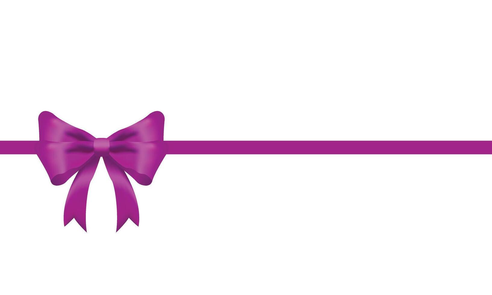 purple bow and horizontal ribbon realistic shiny satin with shadow for decorate your christmas card or website vector EPS10 isolated on white background.