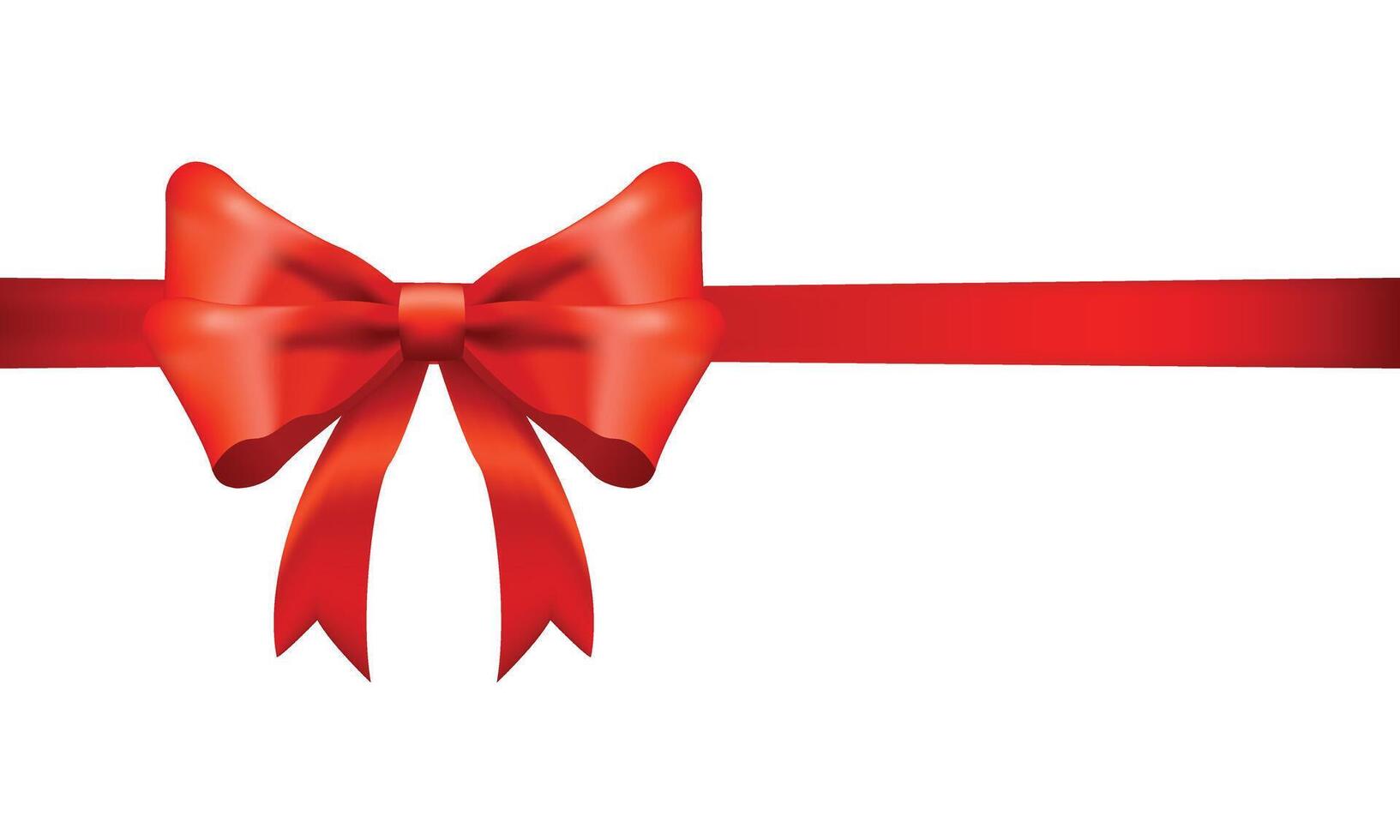 Red Ribbon Bow Realistic shiny satin with shadow horizontal ribbon for decorate your wedding invitation card ,greeting card or gift boxes vector EPS10 isolated on white background.