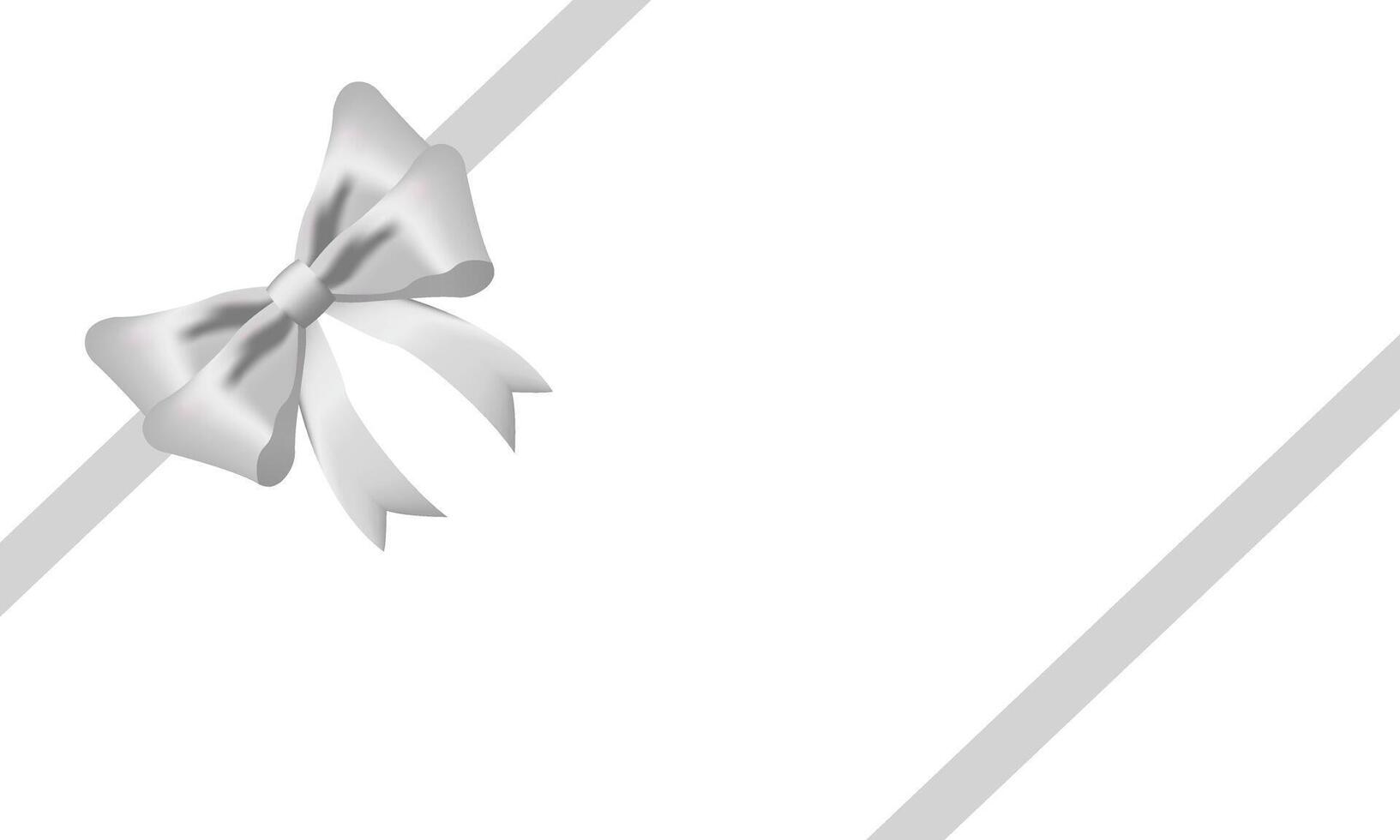 White Ribbon Bow Realistic shiny satin with shadow place on corner of paper for decorate your wedding invitation card ,greeting card , certificate, vector EPS10 isolated on transparent background