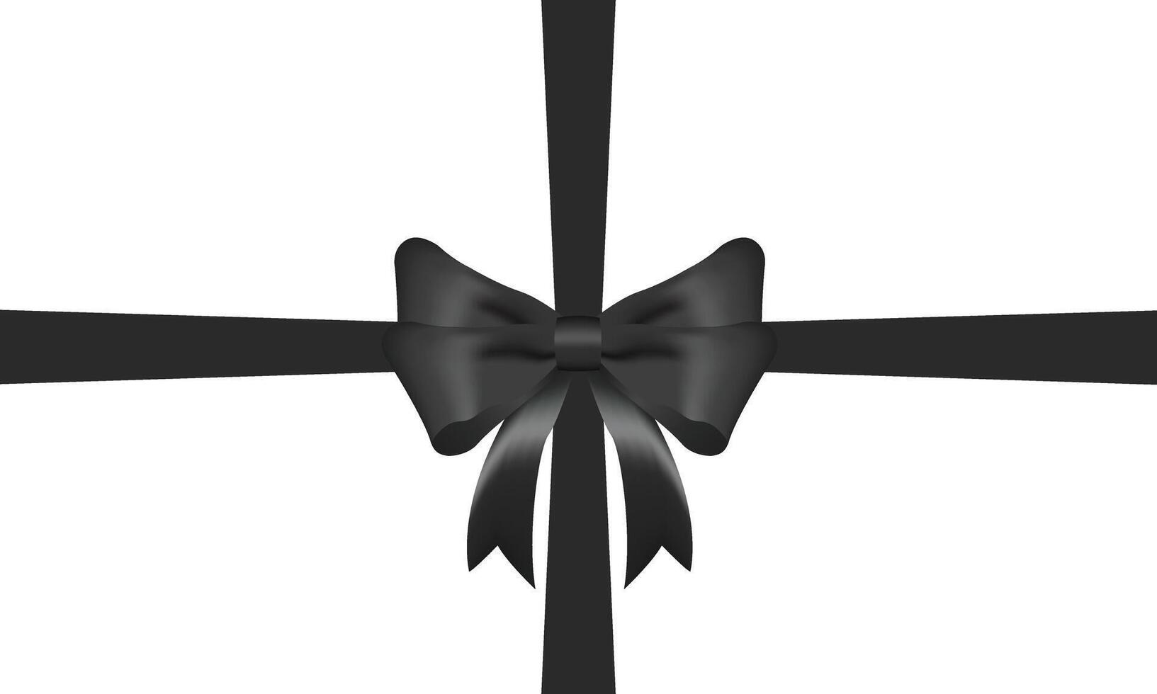 Realistic decorative shiny satin black ribbon bow, vector EPS10 isolated