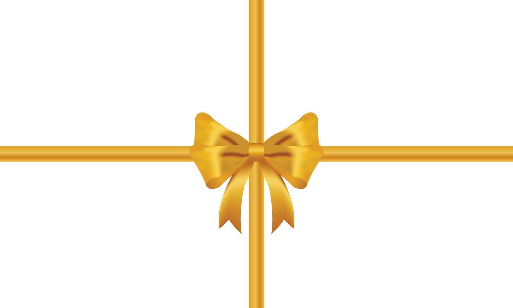 Realistic decorative shiny satin gold ribbon bow, vector EPS10 isolated