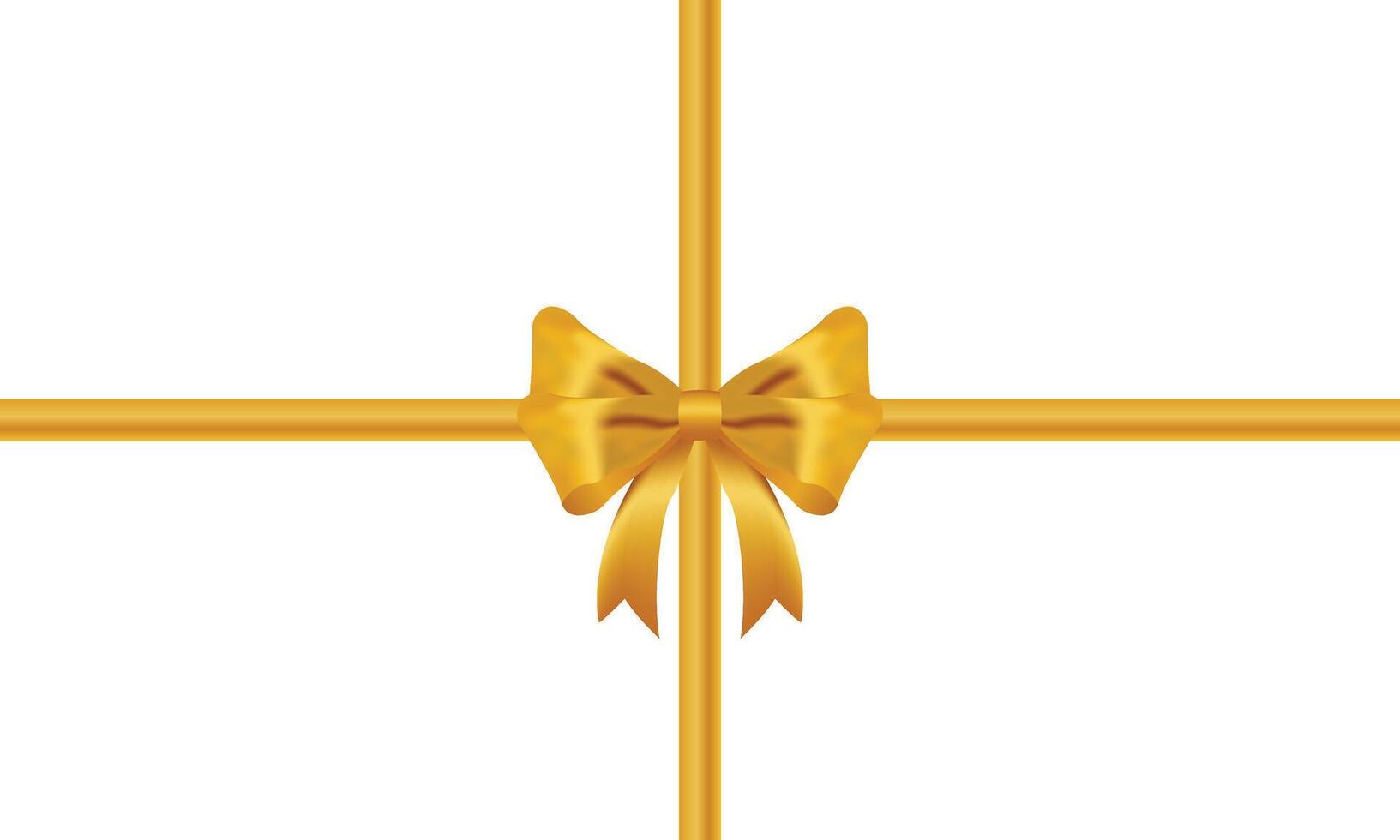 Realistic decorative shiny satin gold ribbon bow, vector EPS10 isolated