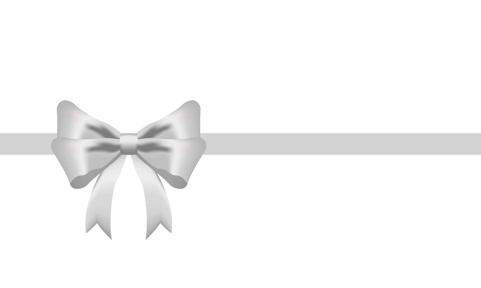 White Ribbon Bow Realistic shiny satin with shadow Long horizontal ribbon for decorate your wedding invitation card ,greeting card or gift boxes vector EPS10 isolated on transparent background