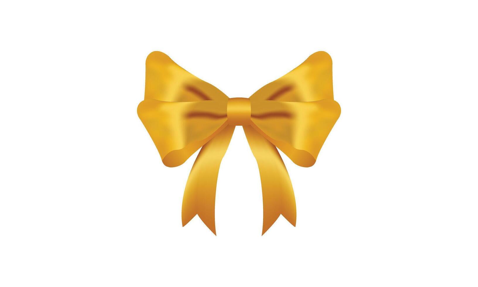 Gold Bow Realistic shiny satin with shadow for decorate your wedding invitation card ,greeting card or gift boxes vector EPS10 isolated on white background.