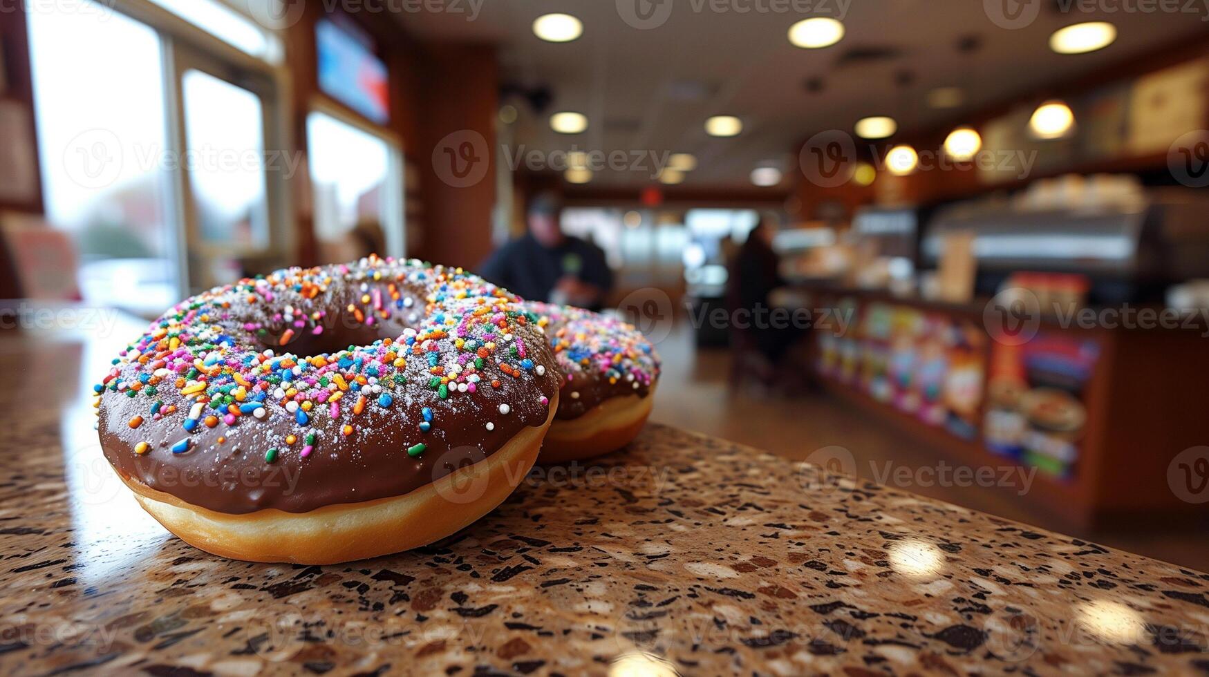 AI generated Chocolate Glaze Donut Background photo