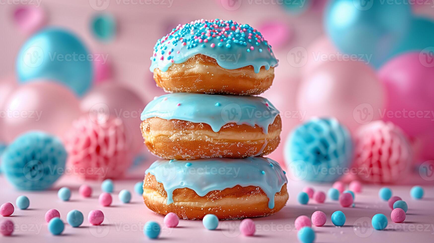 AI generated Blue Glaze Donut Background photo