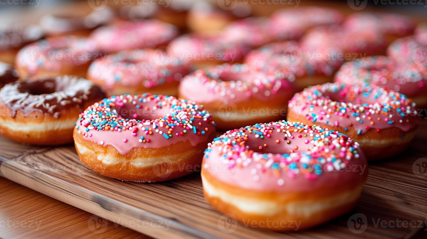 AI generated Pink Glaze Donut Background photo