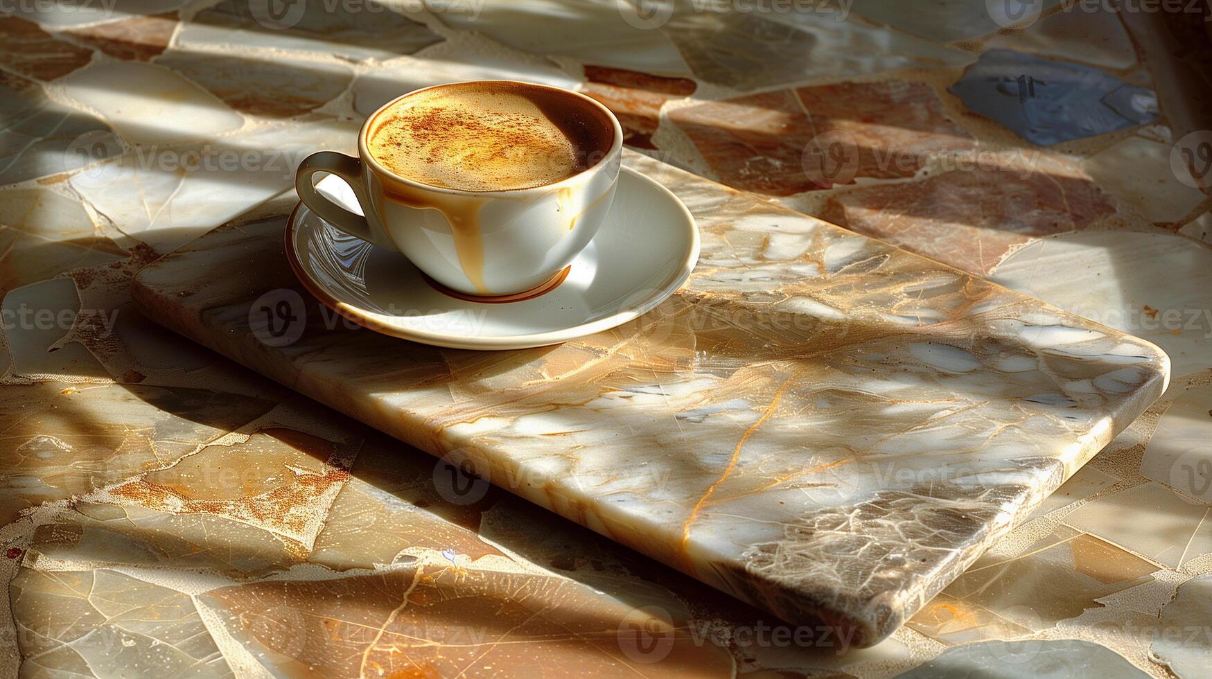 AI generated Cappuccino On Polished Marble photo