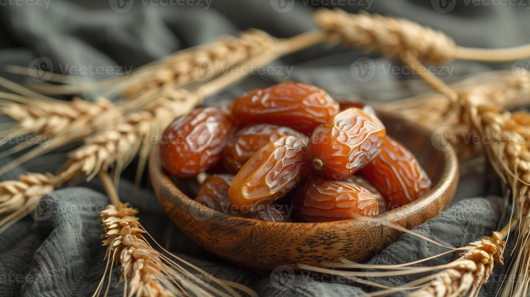 AI generated Photo of dates on a wooden plate