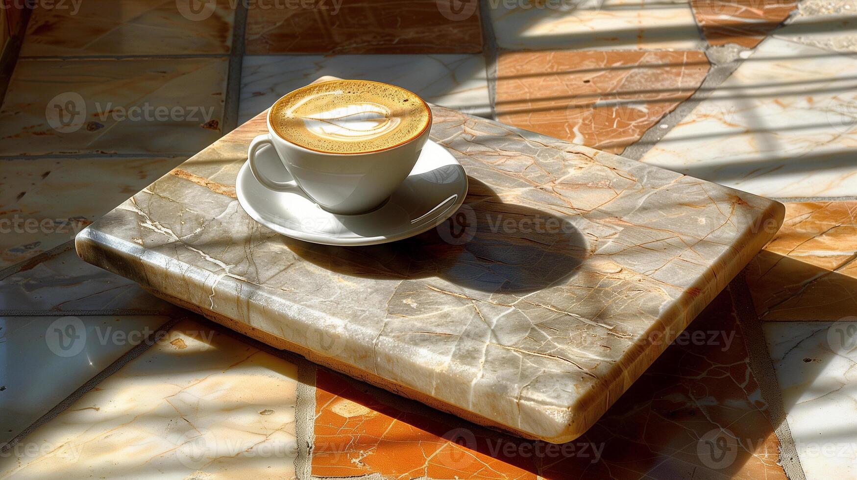 AI generated Cappuccino On Polished Marble photo