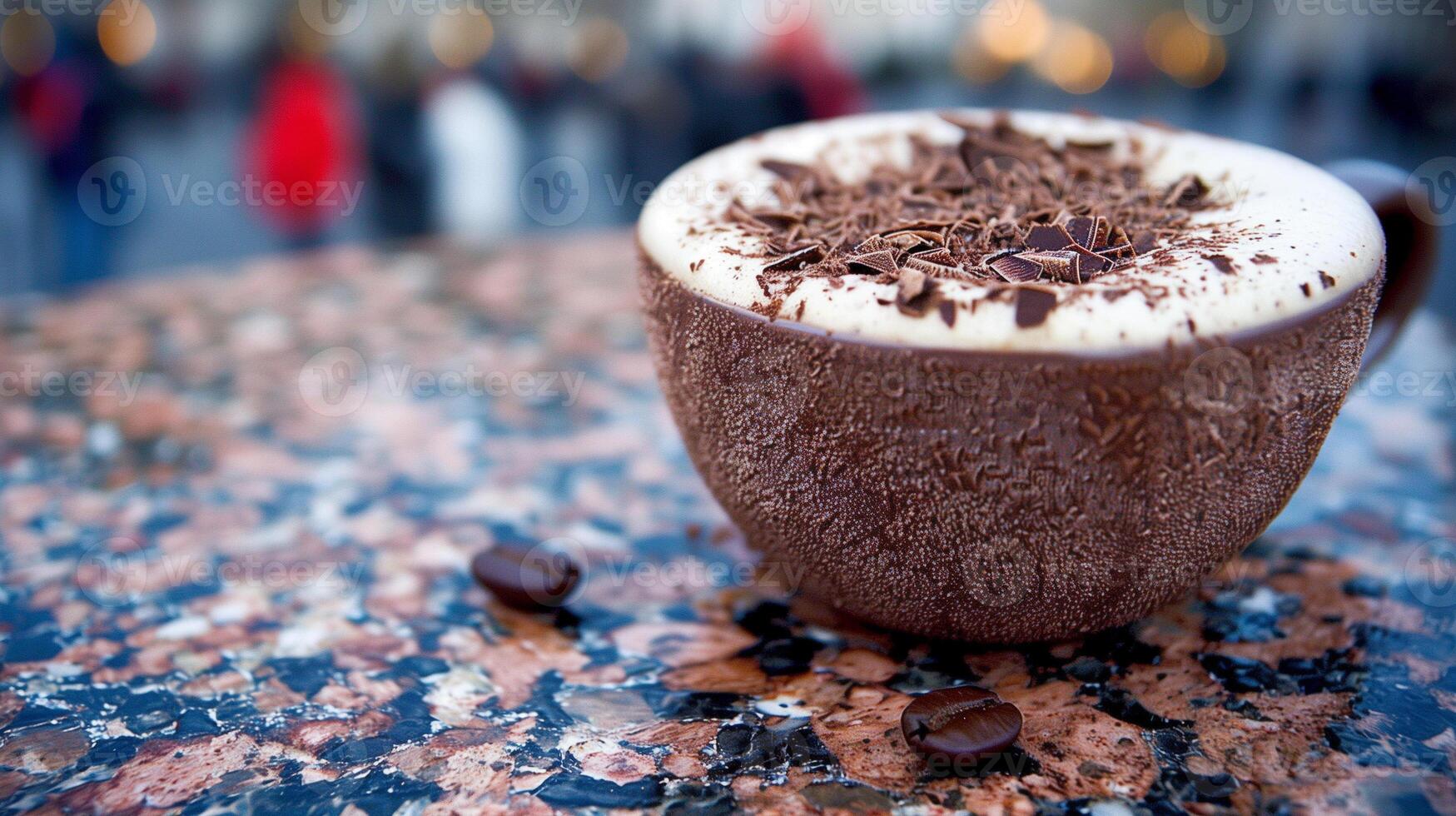 AI generated Cappuccino On Polished Marble photo